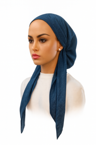 headscarf closed linen look print