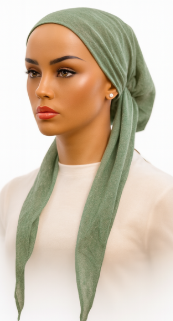 headscarf open linen look print