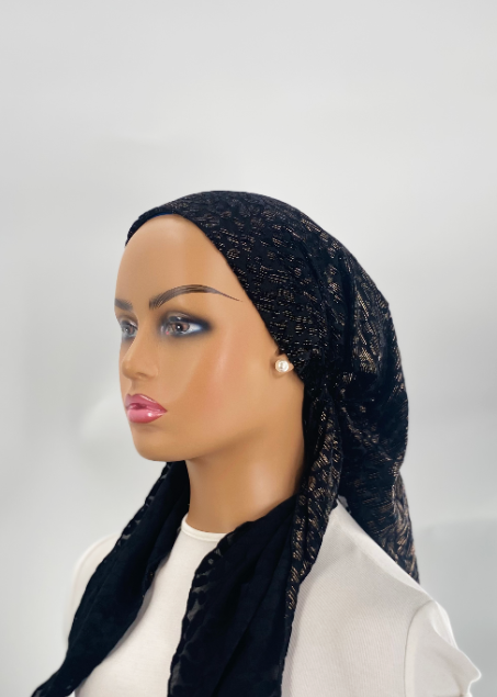 headscarf streaked leopard velour