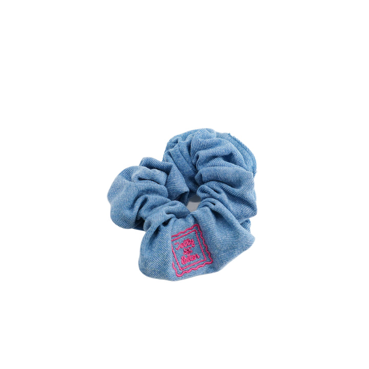 pony scrunchie denim stamp
