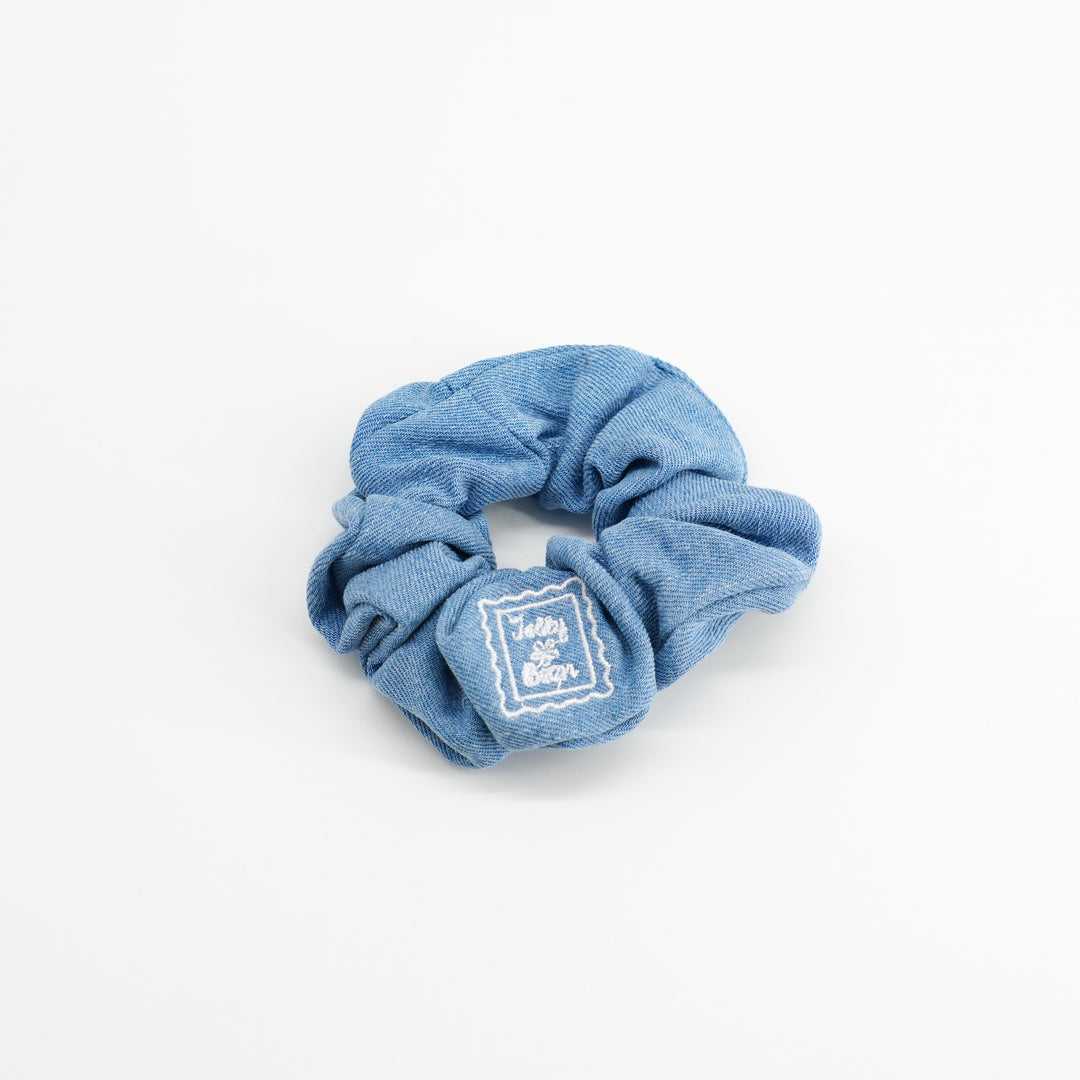 pony scrunchie denim stamp