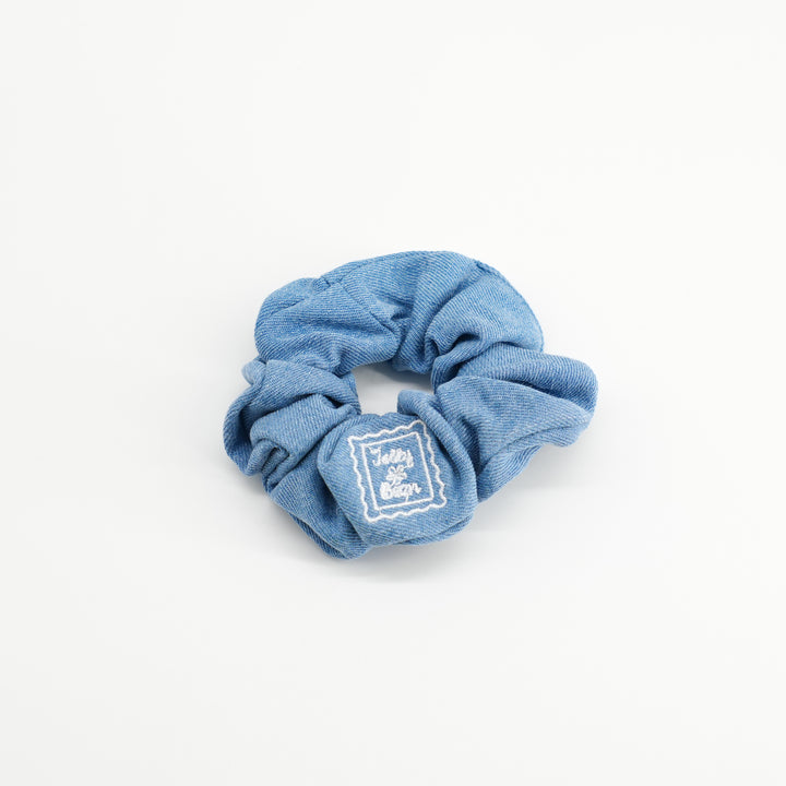pony scrunchie denim stamp