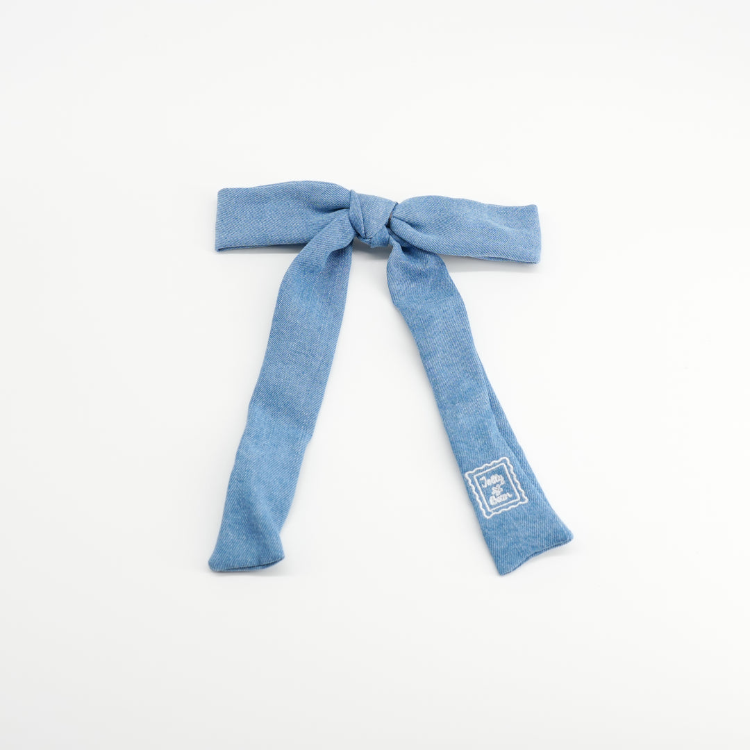 clip denim stamp bow