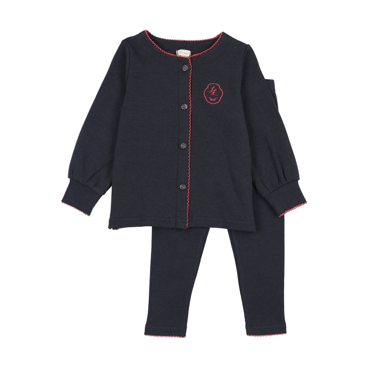pajamas crest stitch cardigan and pants
