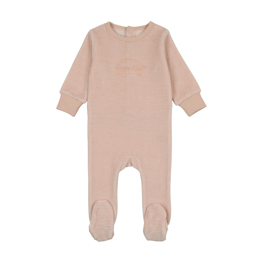 footie velour stripe
