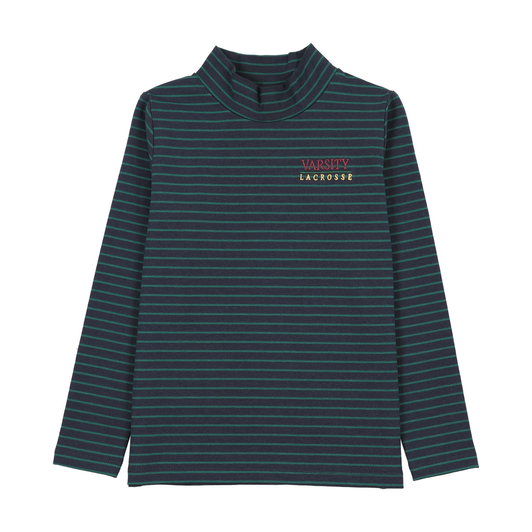 tee l/s fan club striped mockneck