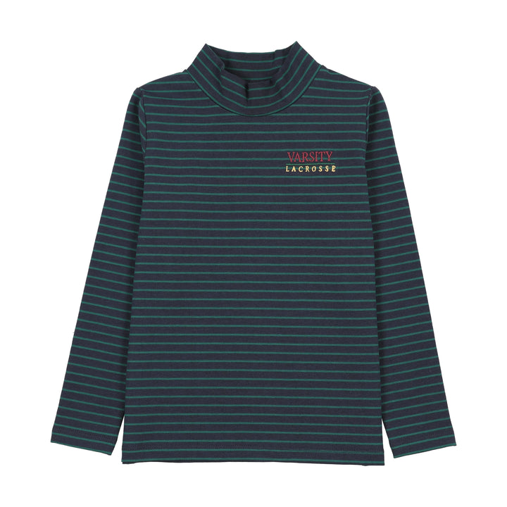 tee l/s fan club striped mockneck