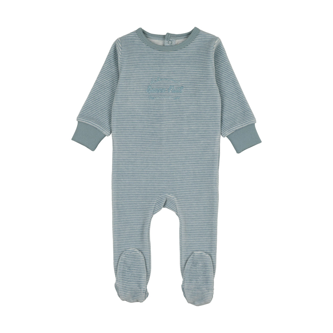 footie velour stripe