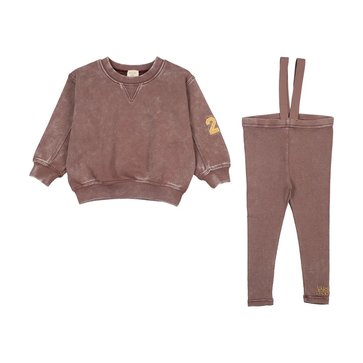 set outfit washed sweatshirt and suspender pants