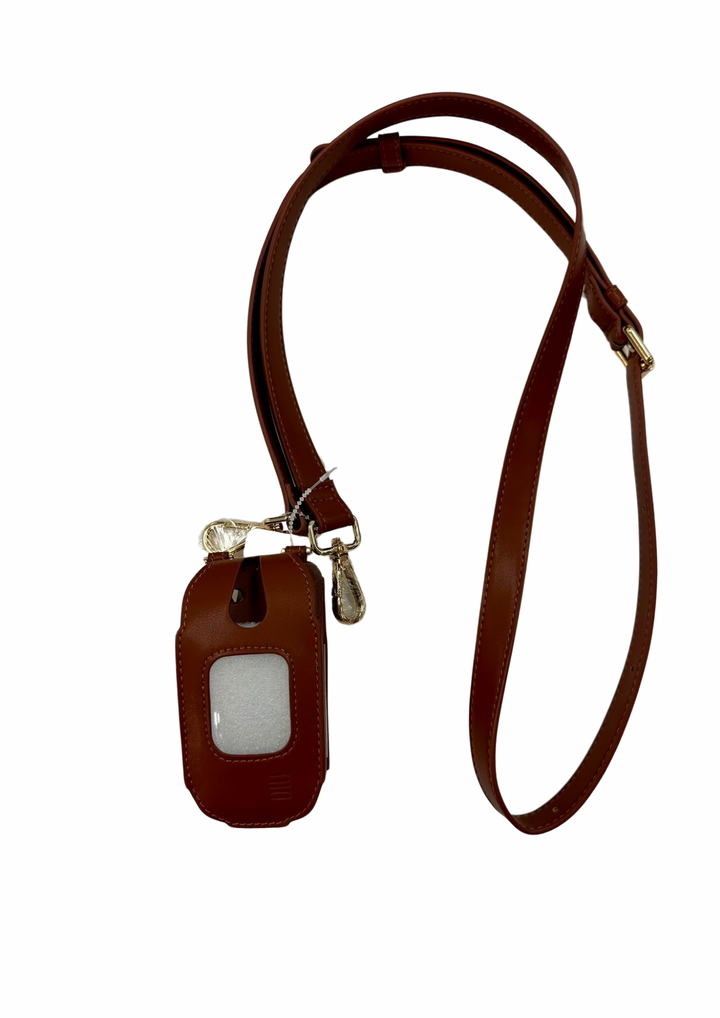 cell phone holder w strap plain leather