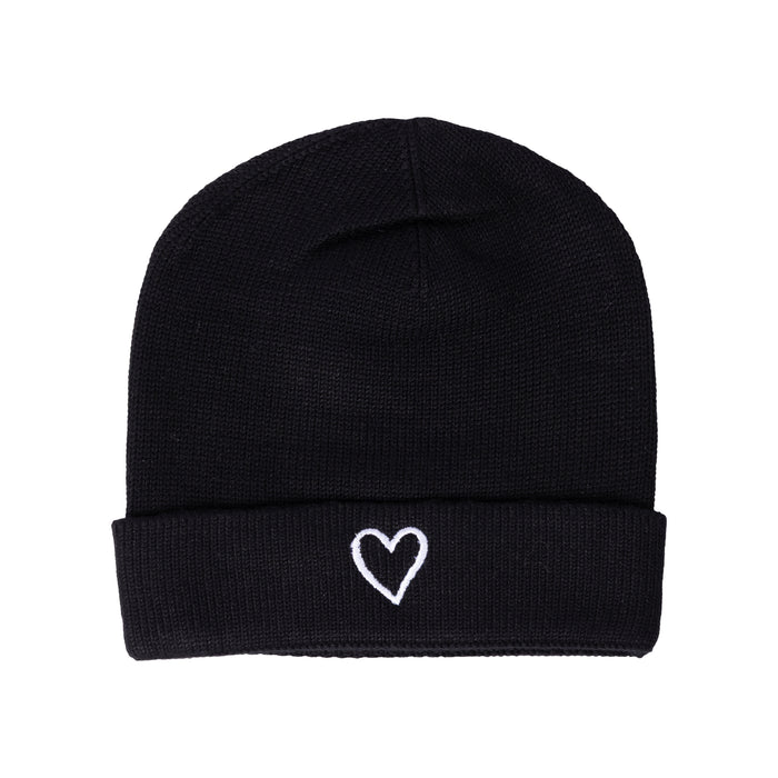 hat embroidered heart beanie with cuff