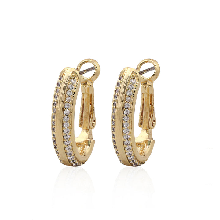 earring huggie brushed gold ribbon