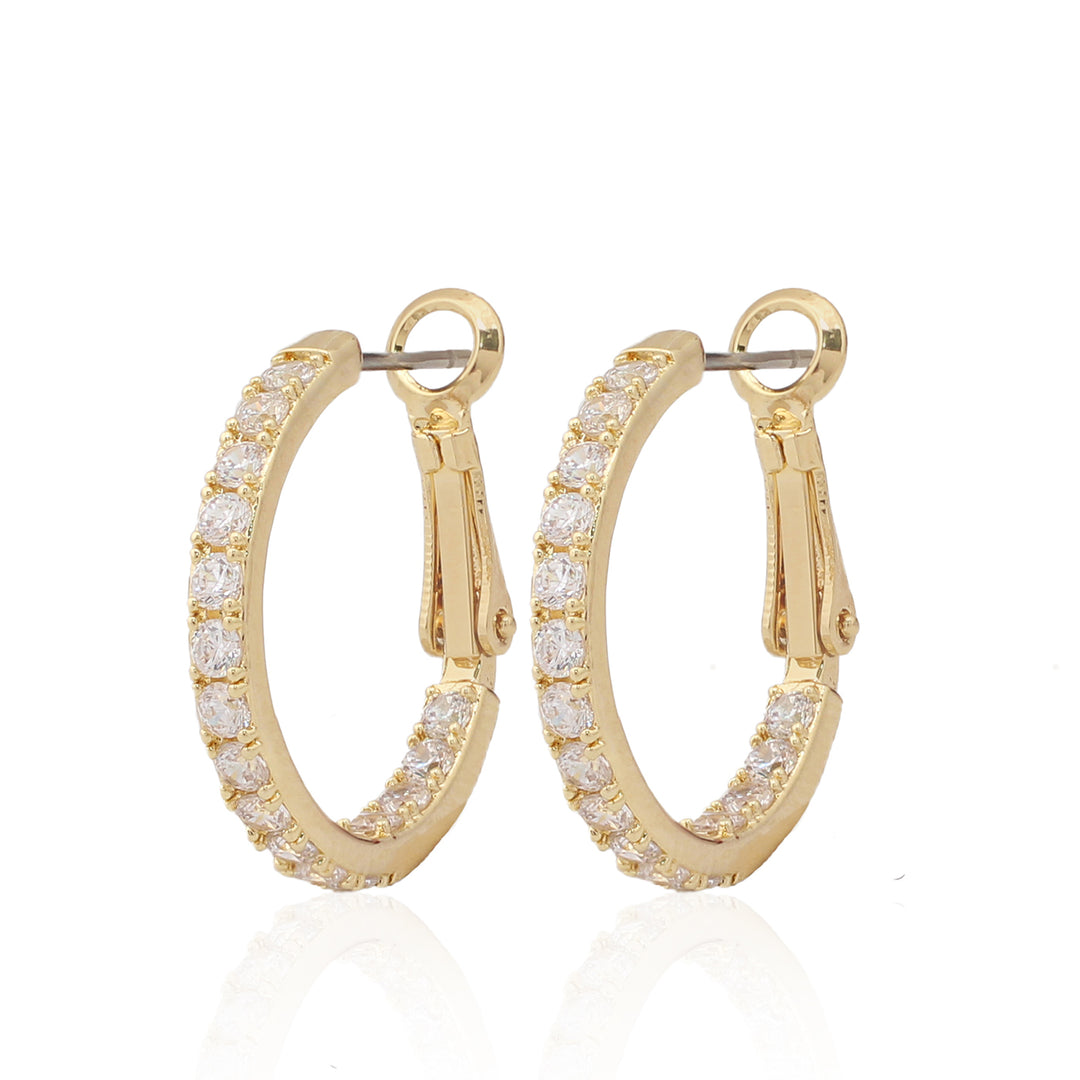 earring hoop huggie thin cz