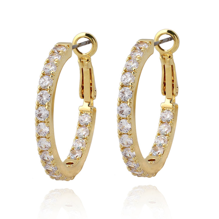 earring huggie round cz