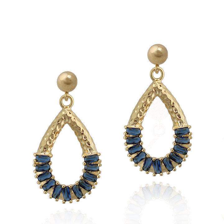 earring lb hammered half baguette teardrop
