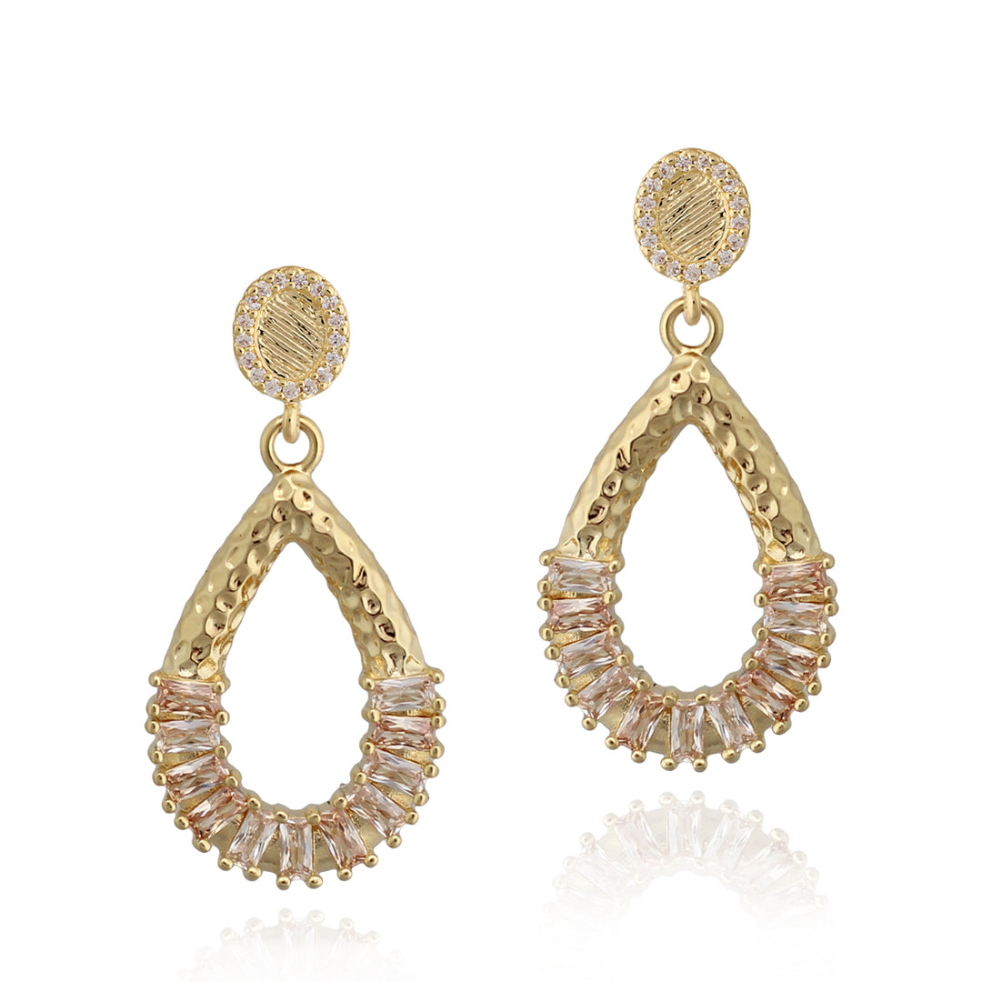 earring lb hammered half baguette teardrop