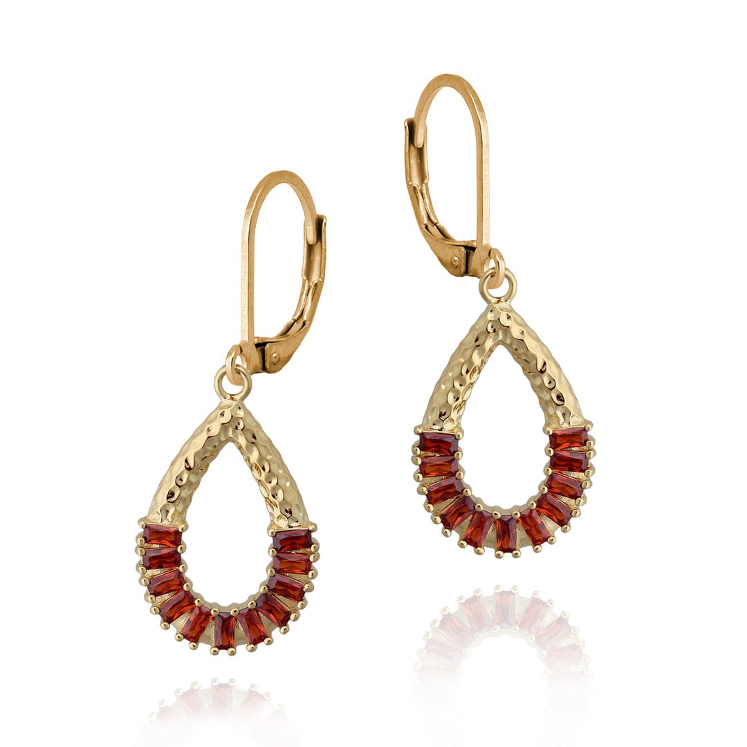 earring lb hammered half baguette teardrop