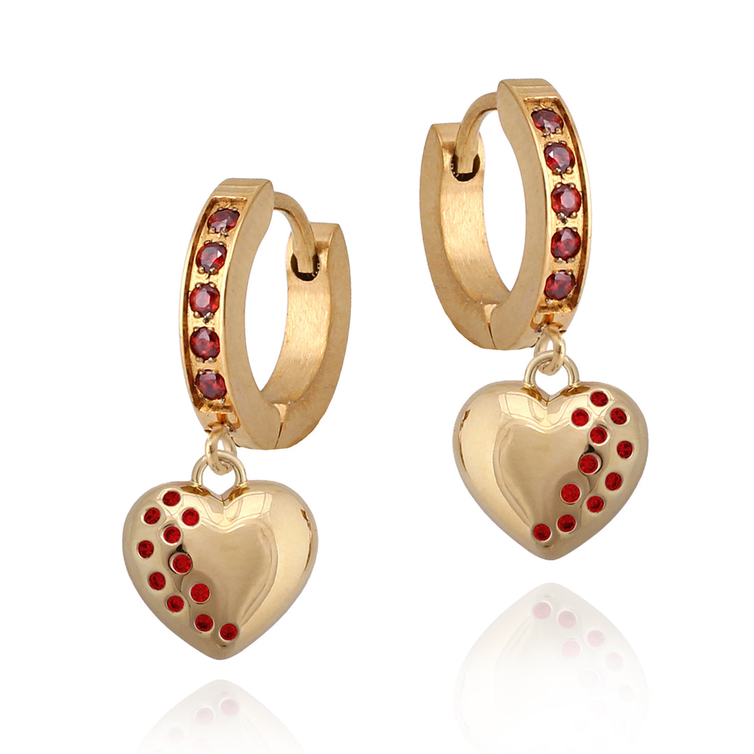 earring huggie cz dipped puff heart