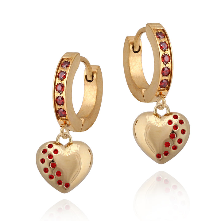 earring huggie cz dipped puff heart