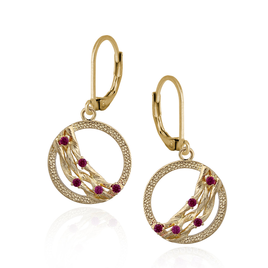 earring cz top draped curls circle brushed