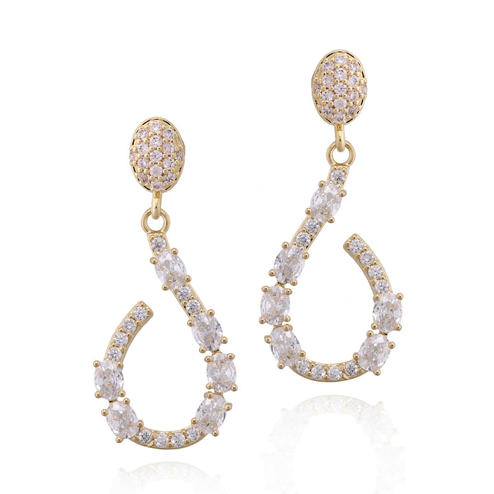 earring cz top dotted teardrop brushed