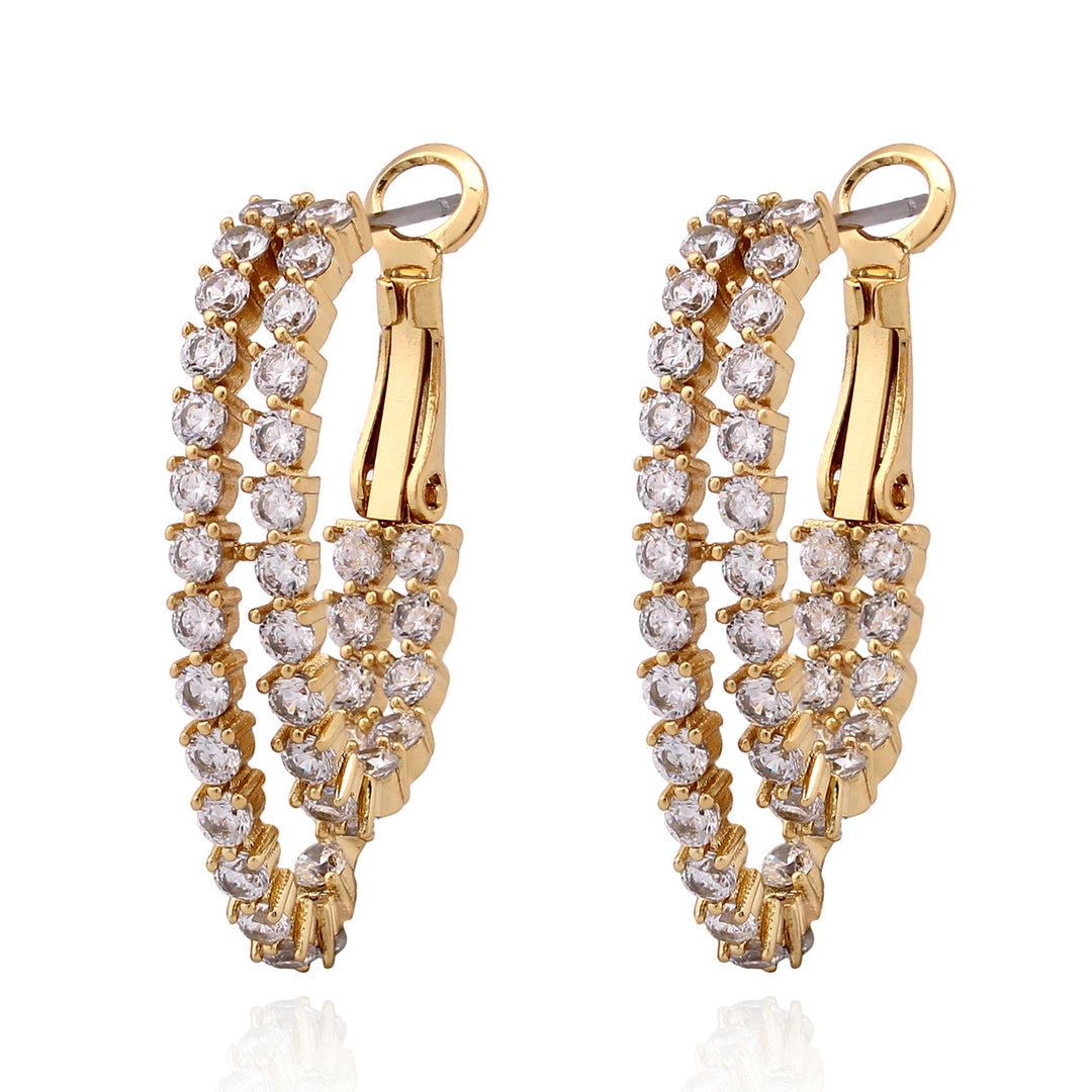 earring huggie double three prong