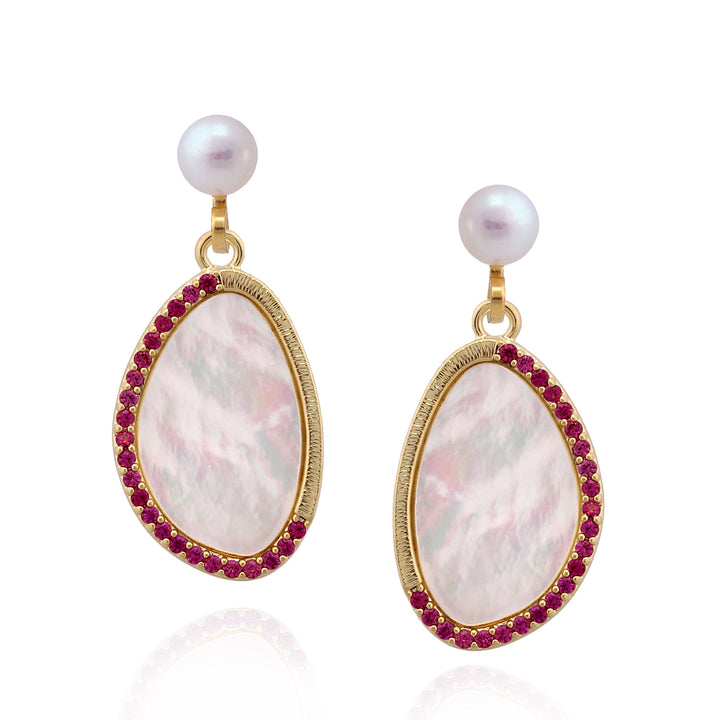 earring pl mother of pearl pebble teardrop