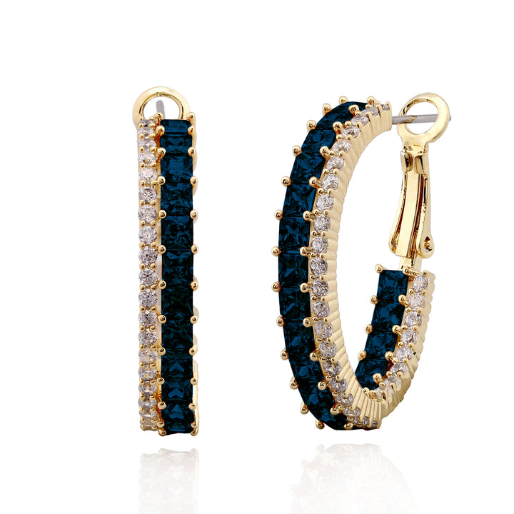 earring huggie square stones