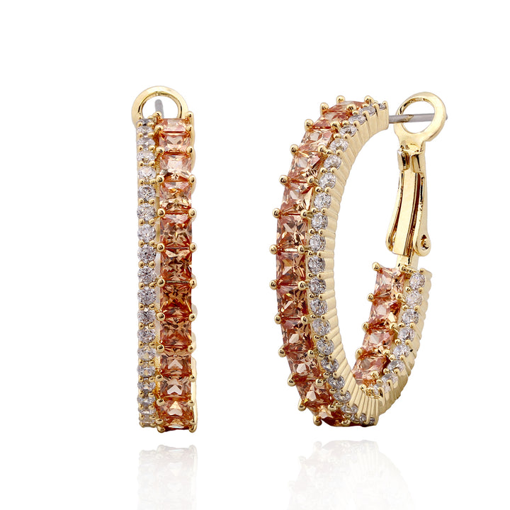 earring huggie square stones