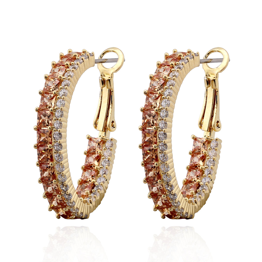 earring huggie square stones