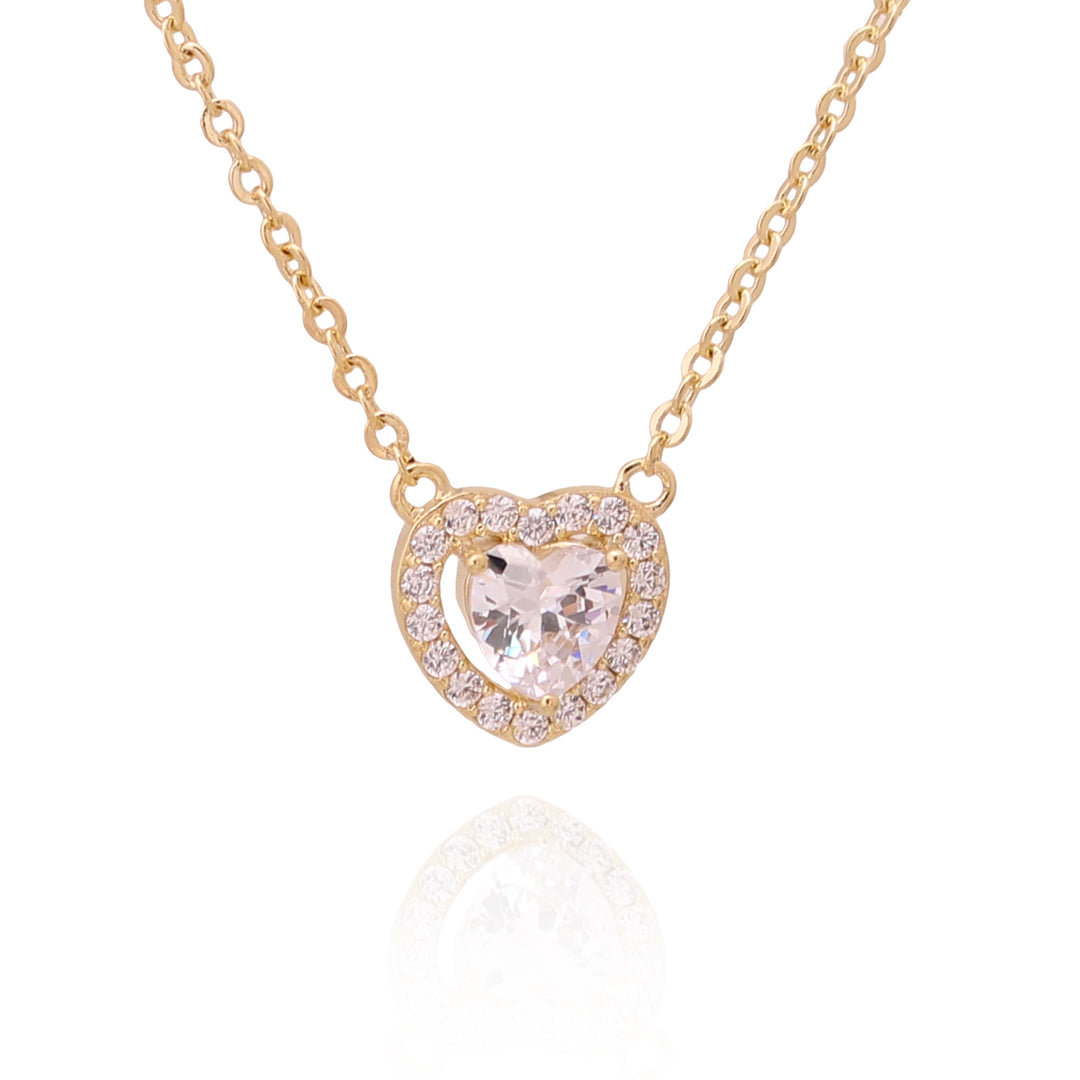 necklace pendant heart shaped solitaire stone