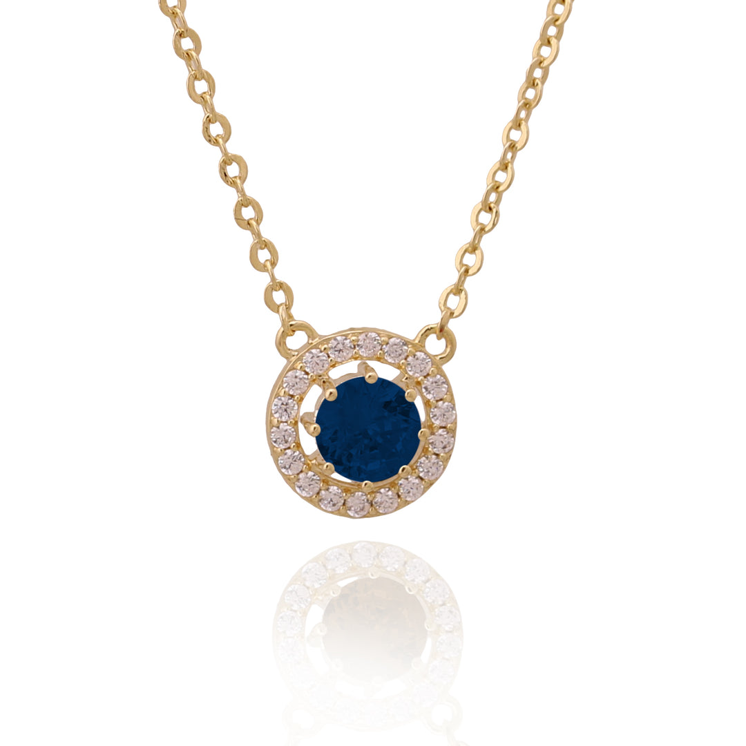 necklace round solitaire stone pendant