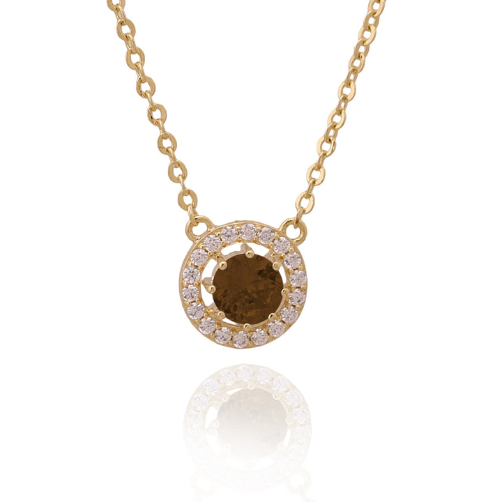 necklace round solitaire stone pendant