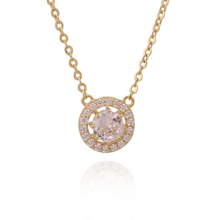 necklace round solitaire stone pendant