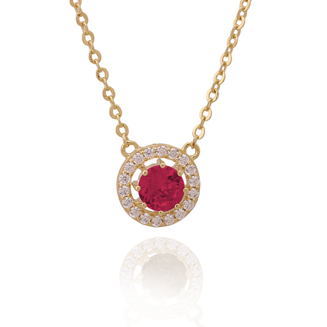 necklace round solitaire stone pendant