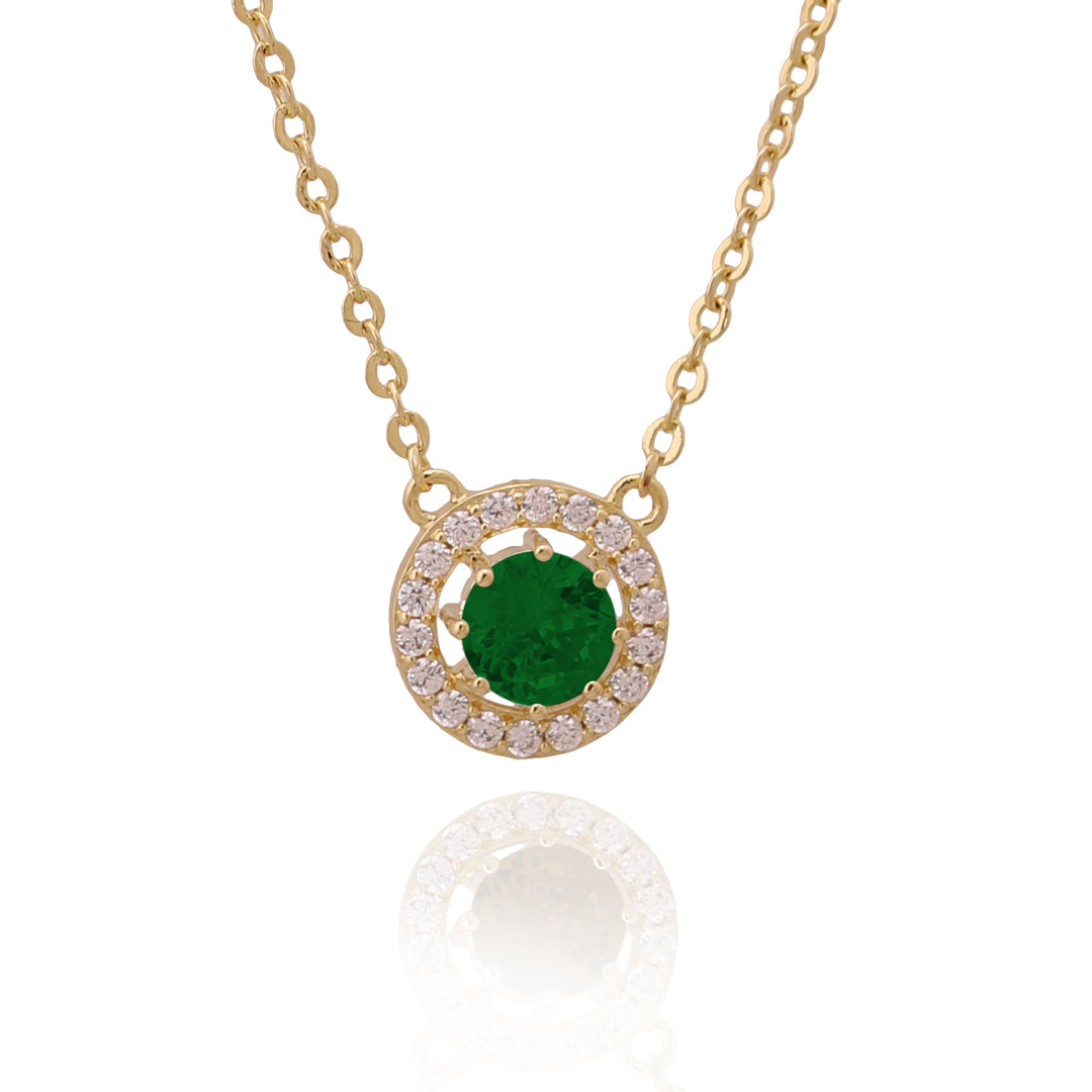 necklace round solitaire stone pendant