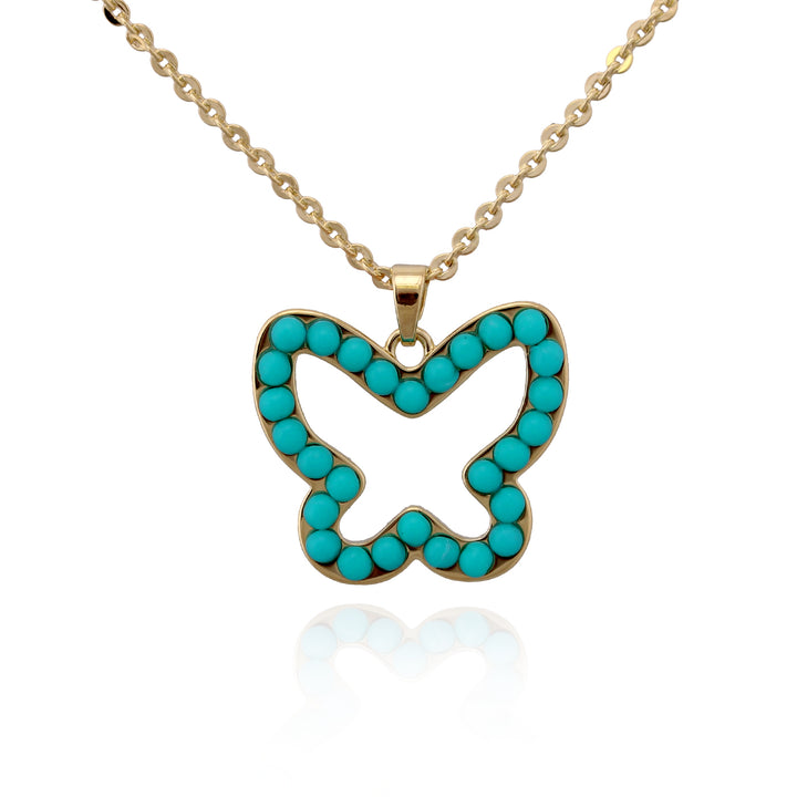 necklace pendant pearly outline butterfly