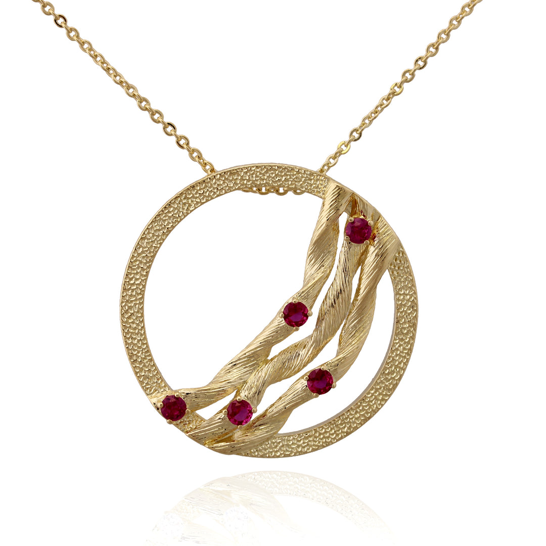 necklace pendant draped curls circle