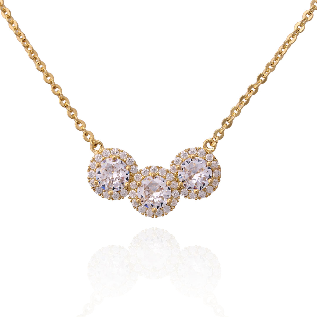 necklace pendant triple solitaire stone