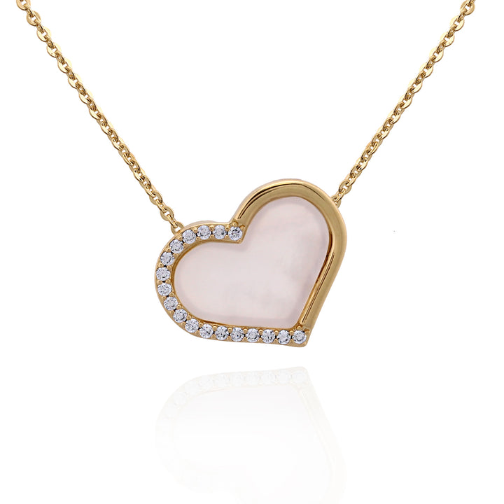 necklace half cz mother of pearl heart
