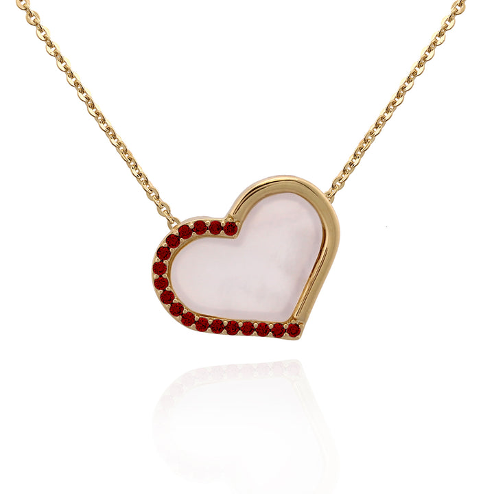 necklace half cz mother of pearl heart
