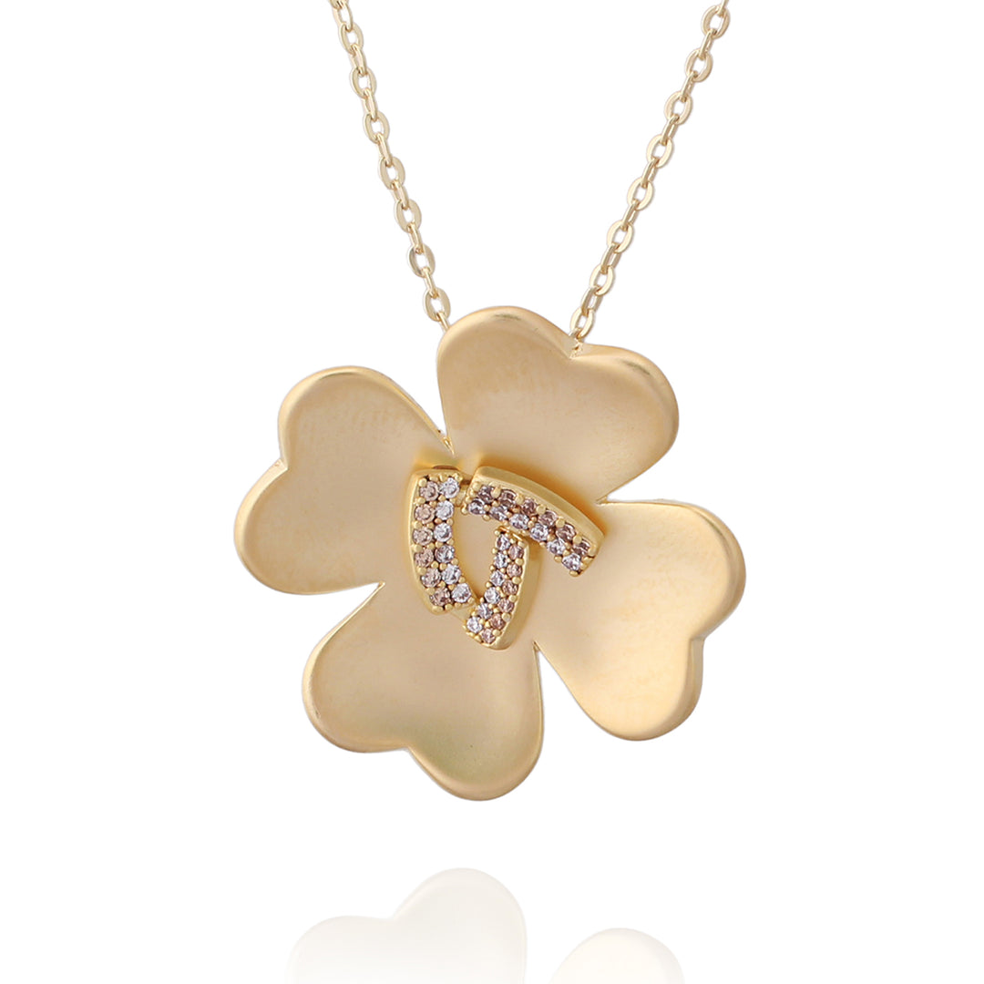 necklace pendant matte four petal flower