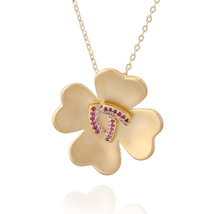 necklace pendant matte four petal flower