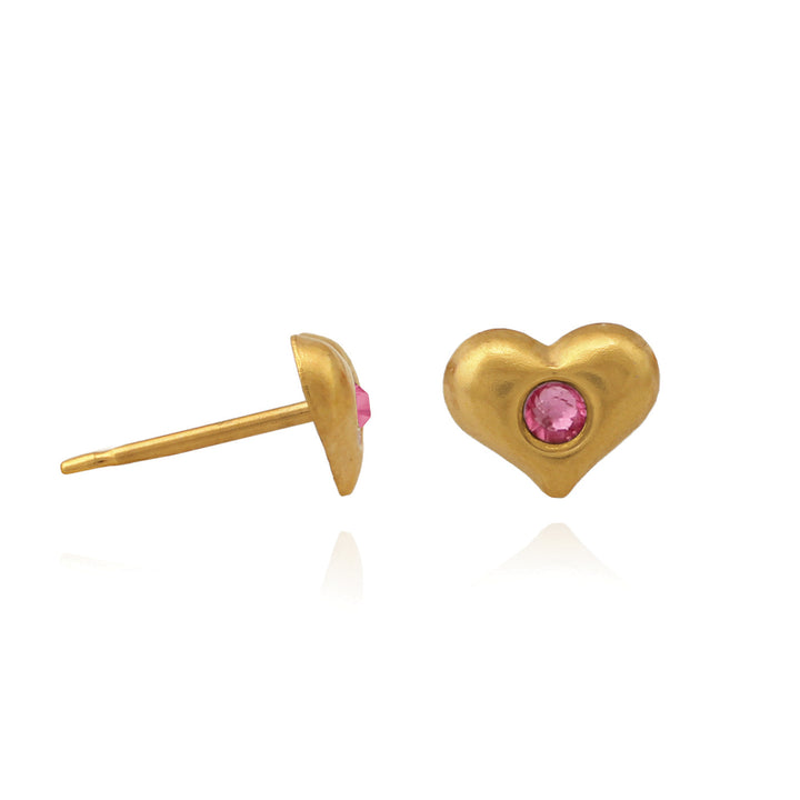 earring stud puffed heart
