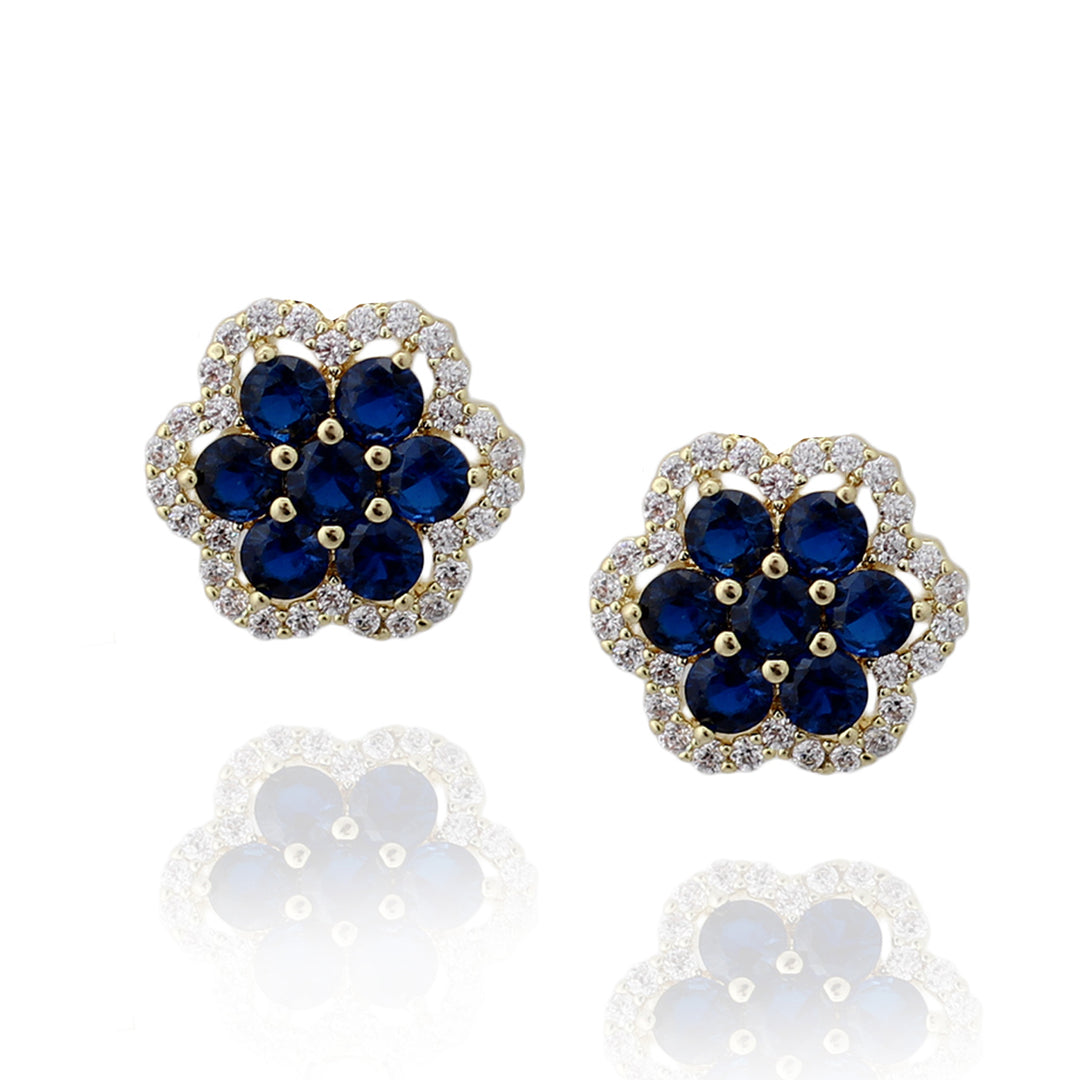 earring stud seven stone flower