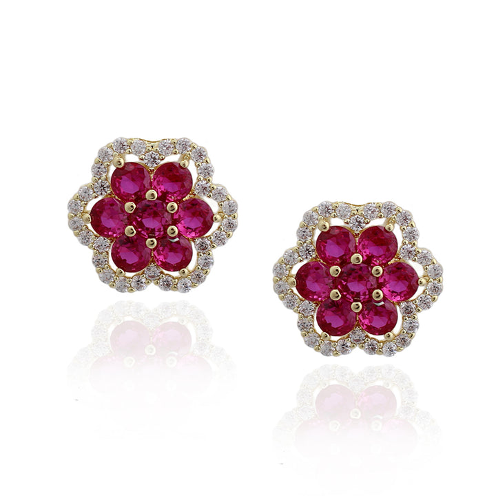 earring stud seven stone flower