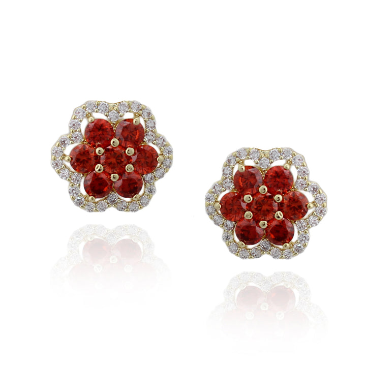 earring stud seven stone flower