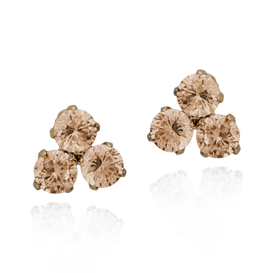 earring stud triple stone