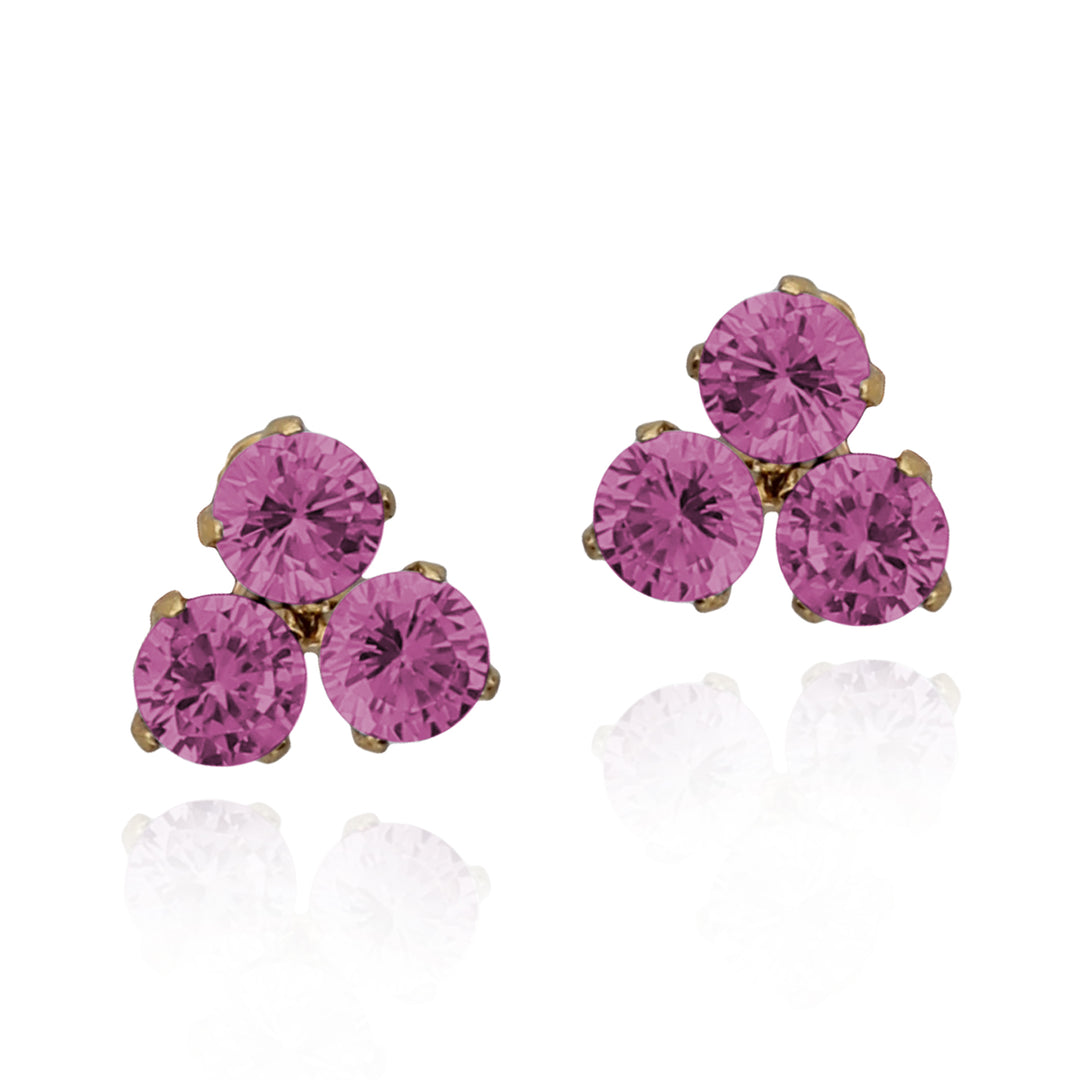 earring stud triple stone