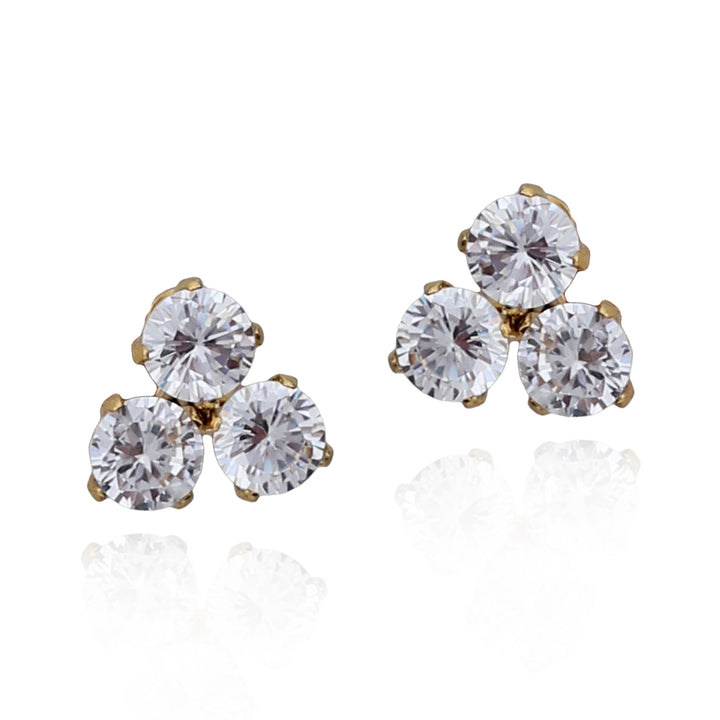 earring stud triple stone